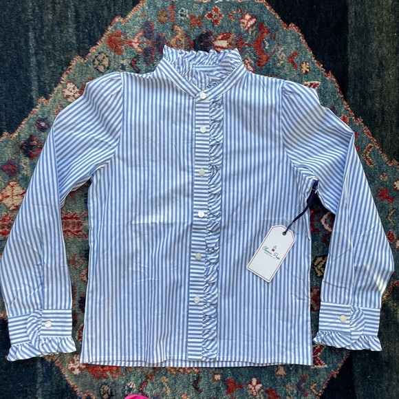 Classic Prep Other - Adorable Classic Prep Ruffle Front Button Down Top "Ginny" Size 12 New with Tags